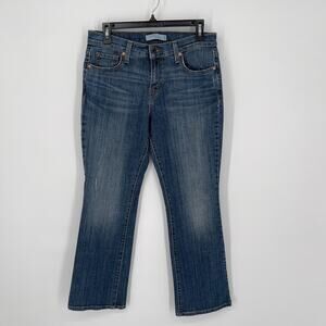 Levi's 515 Boot Cut Jeans Womens Sz 6 S Back Flap Pocket Distressed Denim Blue